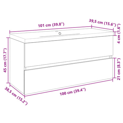 2 Piece Bathroom Furniture Set in Ceramic and Engineered Wood