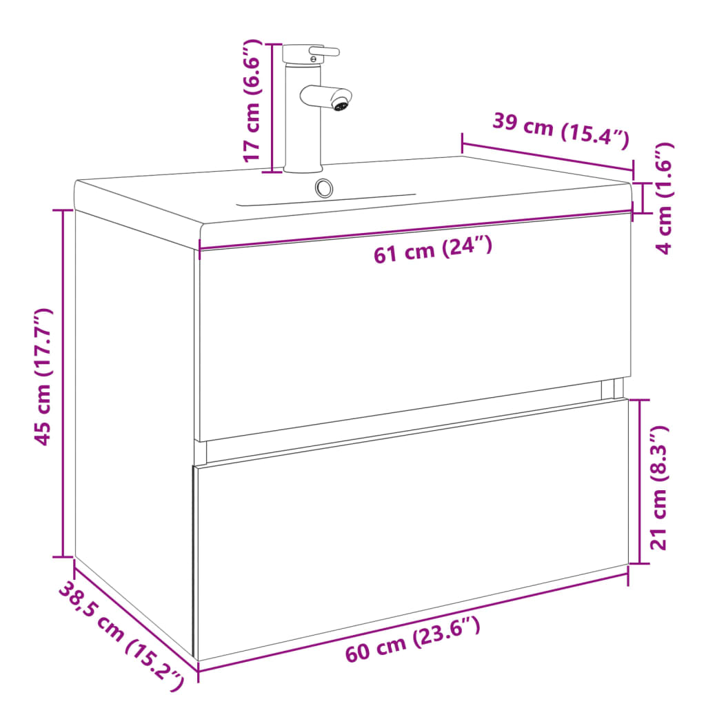 2 Piece Bathroom Furniture Set Ceramic and Engineered Wood - Bend