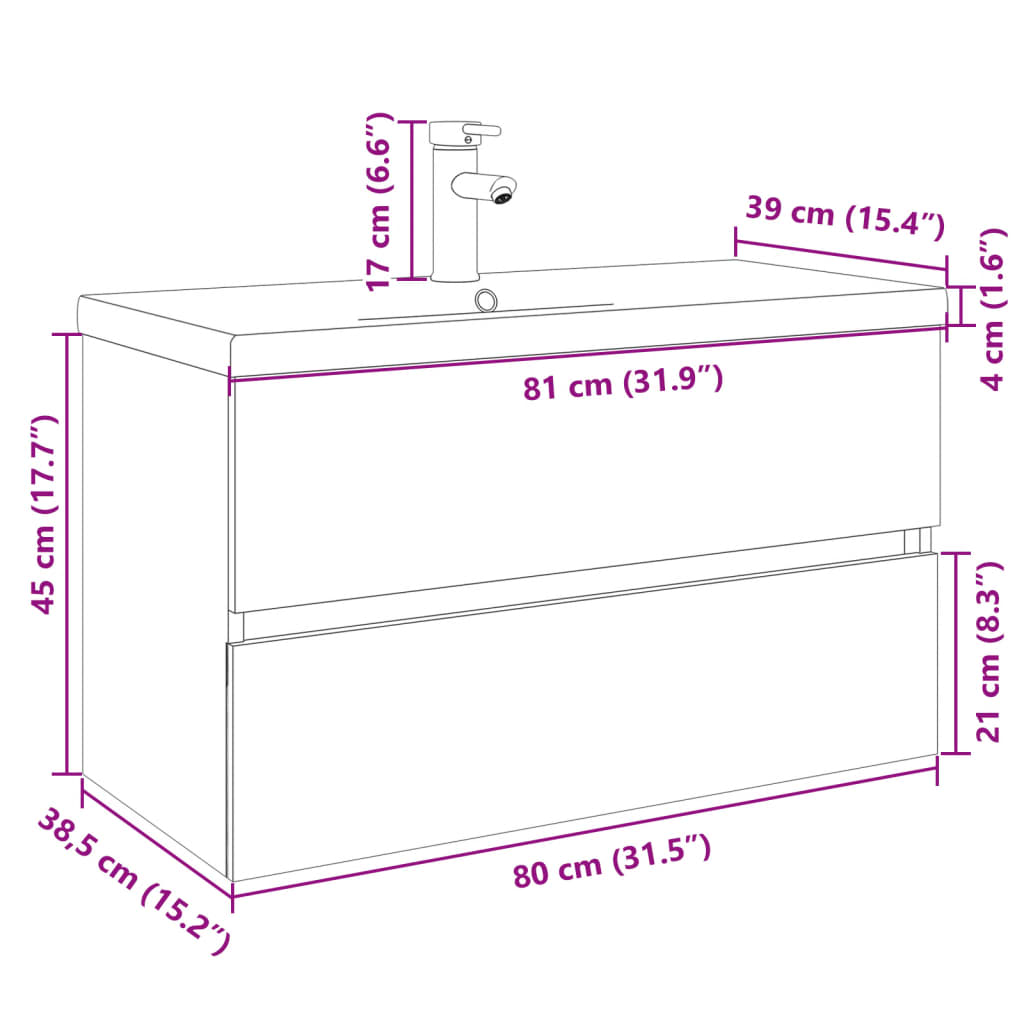 2 Piece Bathroom Furniture Set Ceramic and Engineered Wood - Bend