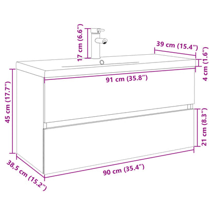 2 Piece Bathroom Furniture Set in Ceramic and Engineered Wood