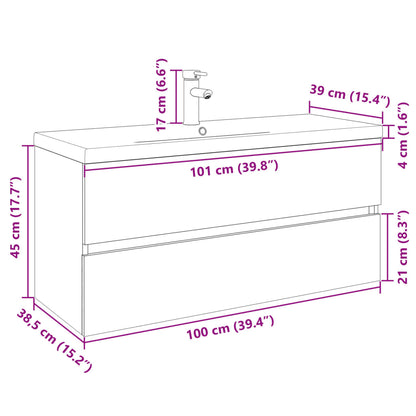 2 Piece Bathroom Furniture Set in Ceramic and Engineered Wood