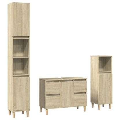 3 Piece Bathroom Furniture Set Sonoma Oak Engineered Wood