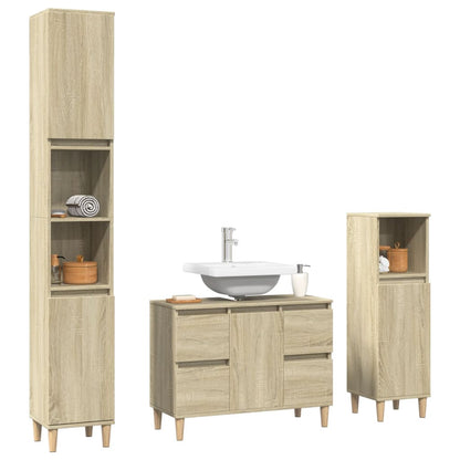 3 Piece Bathroom Furniture Set Sonoma Oak Engineered Wood