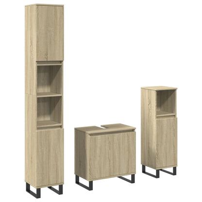 3 Piece Bathroom Furniture Set Sonoma Oak Engineered Wood