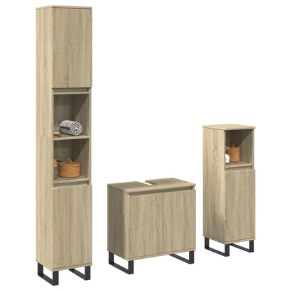 3 Piece Bathroom Furniture Set Sonoma Oak Engineered Wood