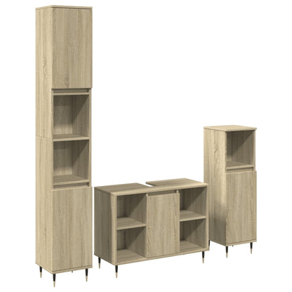 3 Piece Bathroom Furniture Set Sonoma Oak Engineered Wood