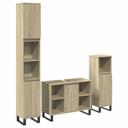 3 Piece Bathroom Furniture Set Sonoma Oak Engineered Wood