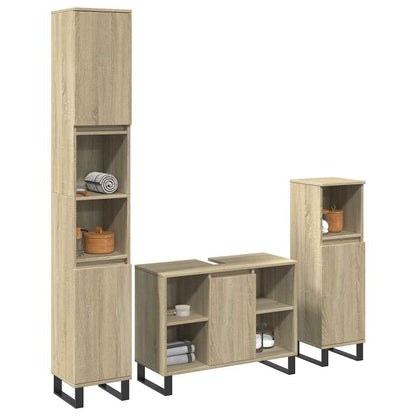 3 Piece Bathroom Furniture Set Sonoma Oak Engineered Wood