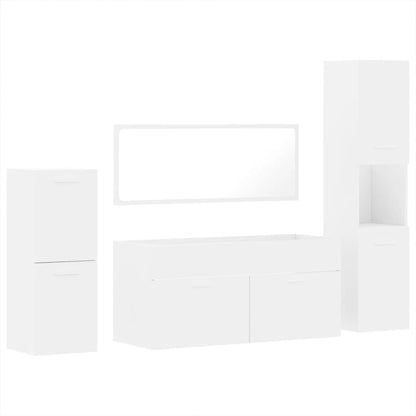 4 Piece Bathroom Furniture Set White Engineered Wood