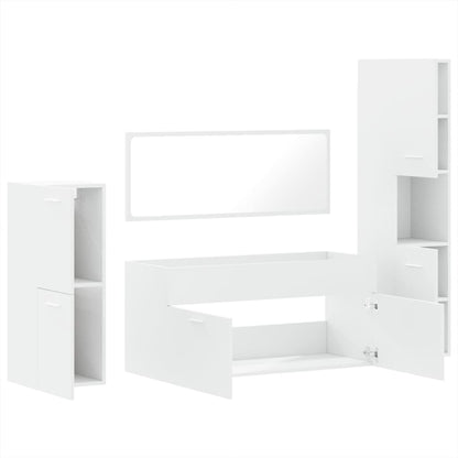 4 Piece Bathroom Furniture Set White Engineered Wood