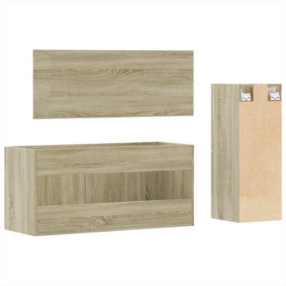 3 Piece Bathroom Furniture Set Sonoma Oak Engineered Wood