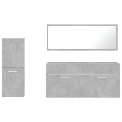 3 Piece Bathroom Furniture Set Concrete Grey Engineered Wood