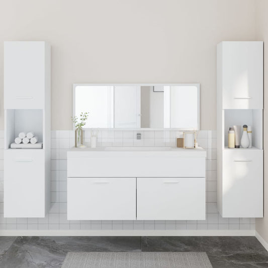 4 Piece Bathroom Furniture Set White Engineered Wood