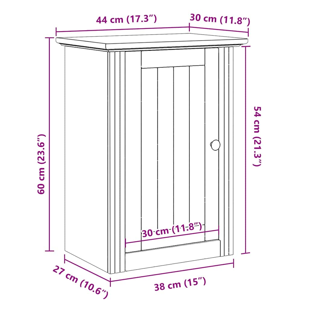 Bathroom Wall Cabinet BODO White 44x30x60 cm