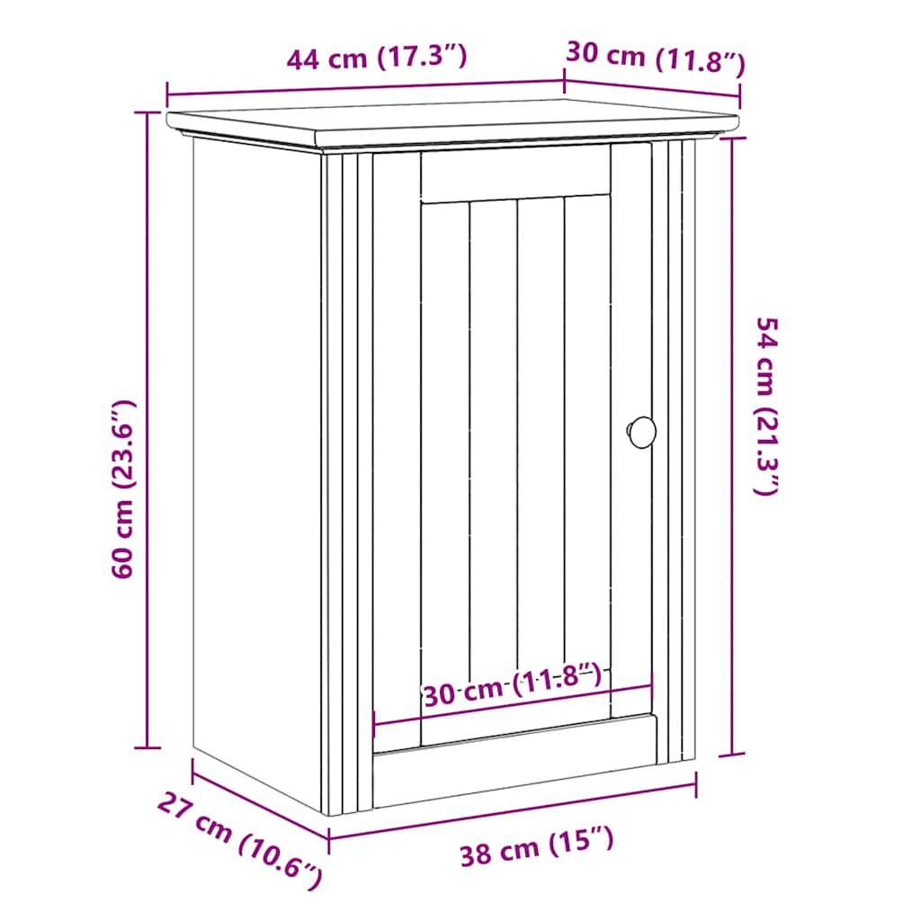 Bathroom Wall Cabinet BODO White and Brown 44x30x60 cm