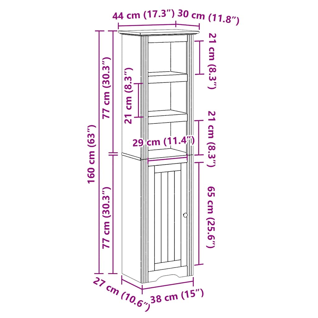 Bathroom Cabinet BODO Grey 44x30x160 cm