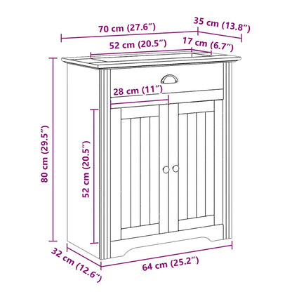 Bathroom Sink Cabinet BODO White 70x35x80 cm