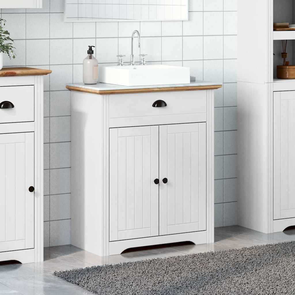 Bathroom Sink Cabinet BODO White and Brown 70x35x80 cm