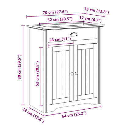 Bathroom Sink Cabinet BODO White and Brown 70x35x80 cm