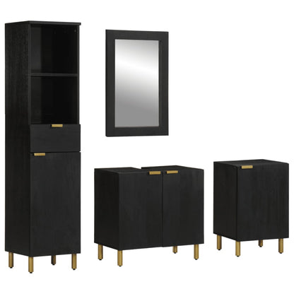 4 Piece Bathroom Furniture Set Black Engineered Wood