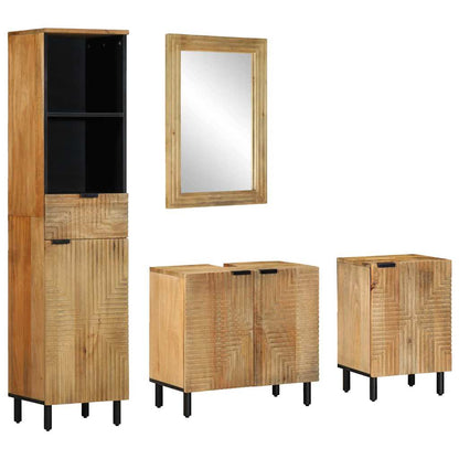 4 Piece Bathroom Furniture Set Brown Solid Wood Mango