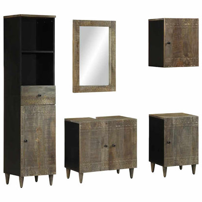 5 Piece Bathroom Furniture Set Solid Wood Mango