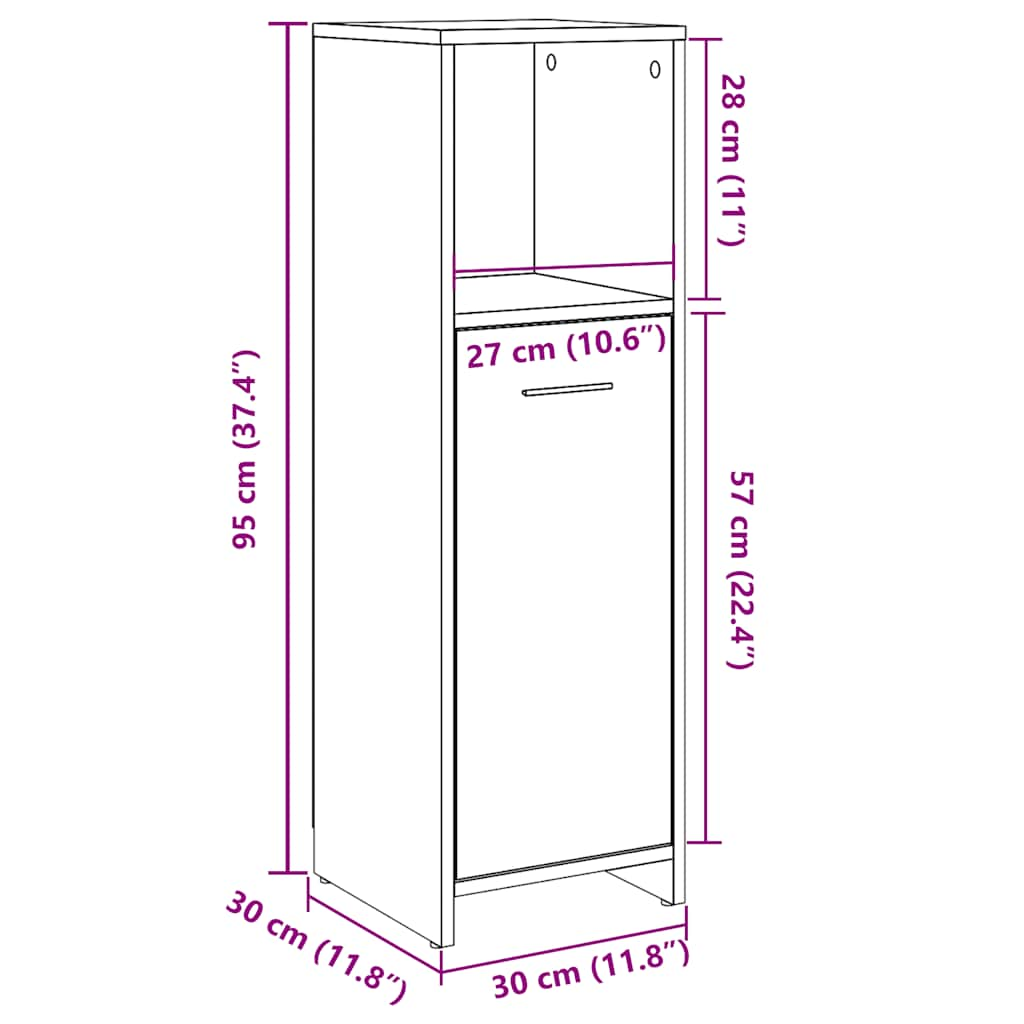 Bathroom Cabinet Artisan Oak 30x30x95 cm Engineered Wood