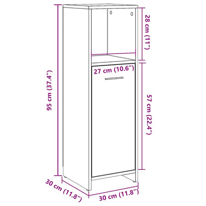 Bathroom Cabinet Artisan Oak 30x30x95 cm Engineered Wood