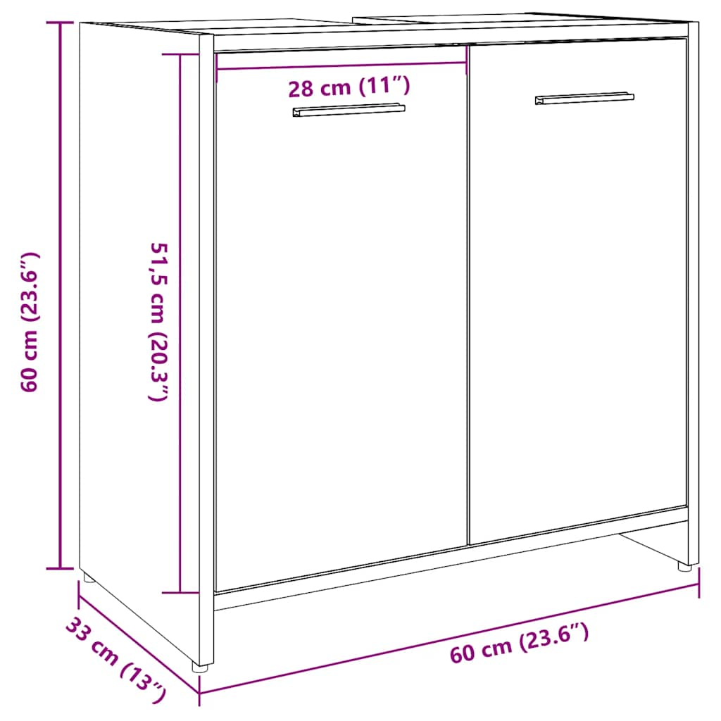 Bathroom Sink Cabinet Artisan Oak 60x33x60 cm Engineered Wood