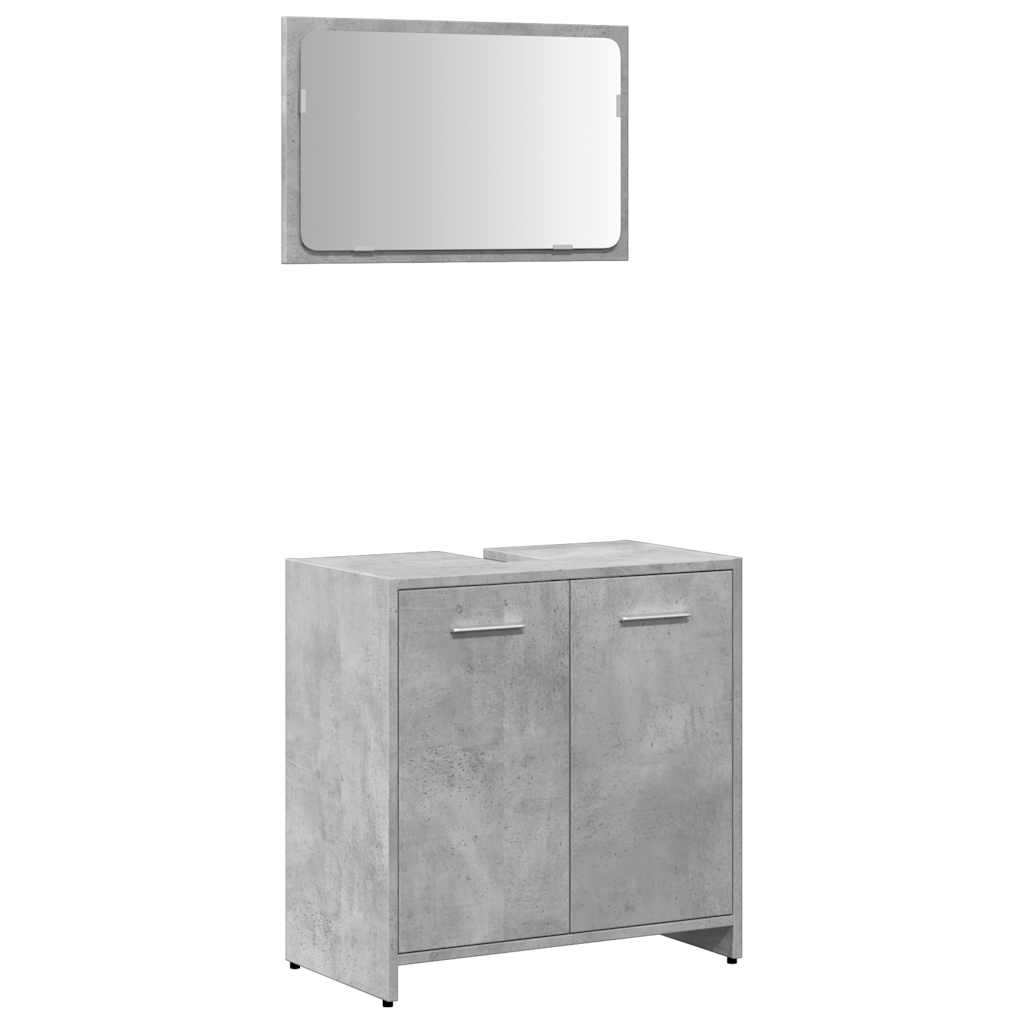 Bathroom Cabinet with Mirror Concrete Grey Engineered Wood