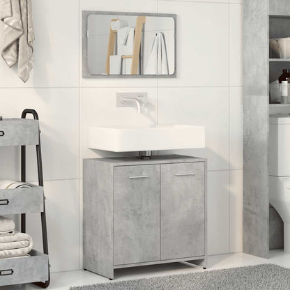 Bathroom Cabinet with Mirror Concrete Grey Engineered Wood