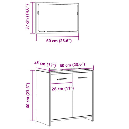 Bathroom Cabinet with Mirror Concrete Grey Engineered Wood