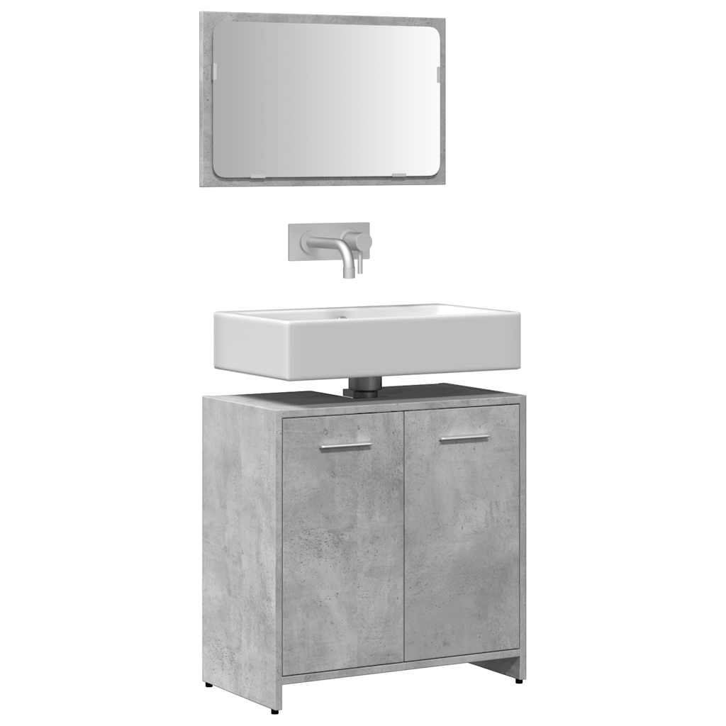 Bathroom Cabinet with Mirror Concrete Grey Engineered Wood