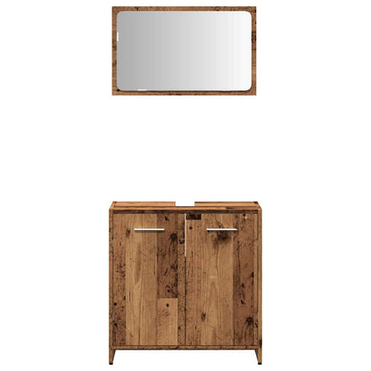 Bathroom Cabinet with Mirror Old Wood Engineered Wood