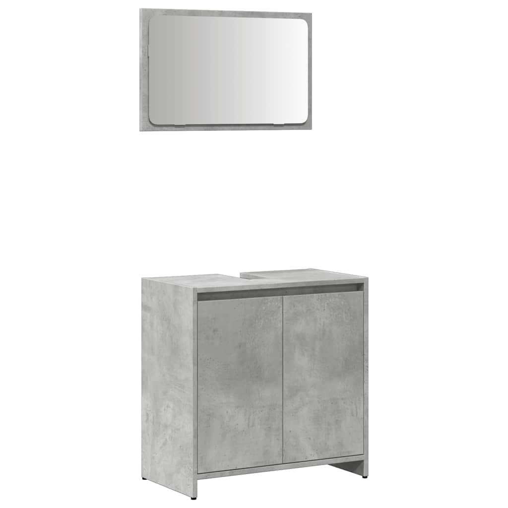 2 Piece Bathroom Furniture Set Concrete Grey Engineered Wood