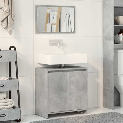 2 Piece Bathroom Furniture Set Concrete Grey Engineered Wood