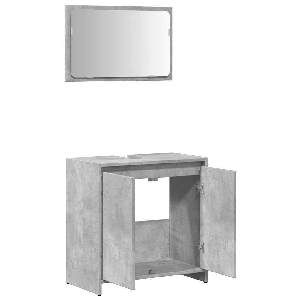 2 Piece Bathroom Furniture Set Concrete Grey Engineered Wood