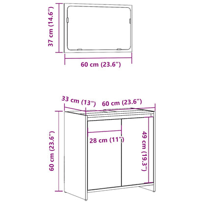 2 Piece Bathroom Furniture Set Old Wood Engineered Wood