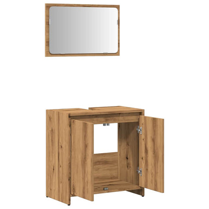 2 Piece Bathroom Furniture Set Artisan Oak Engineered Wood