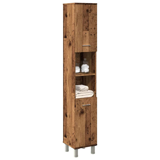 Bathroom Cabinet Old Wood 30x30x179 cm Engineered Wood