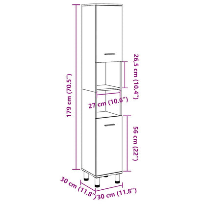 Bathroom Cabinet Artisan Oak 30x30x179 cm Engineered Wood