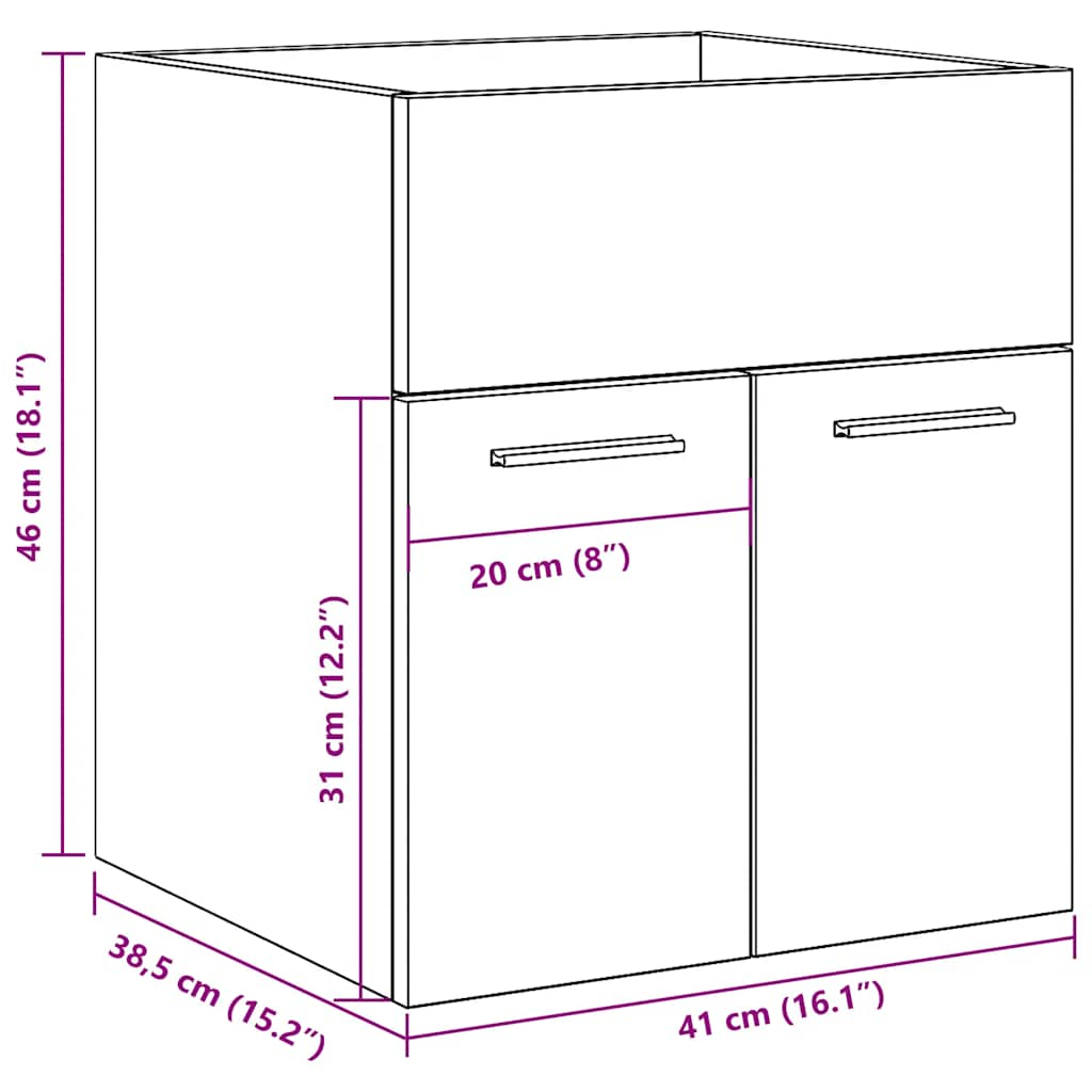 Bathroom Sink Cabinet Concrete Grey 41x38.5x46 cm Engineered Wood