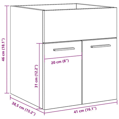 Bathroom Sink Cabinet Concrete Grey 41x38.5x46 cm Engineered Wood