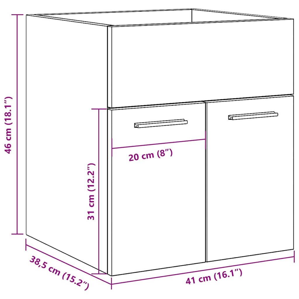 Bathroom Sink Cabinet Artisan Oak 41x38.5x46 cm Engineered Wood