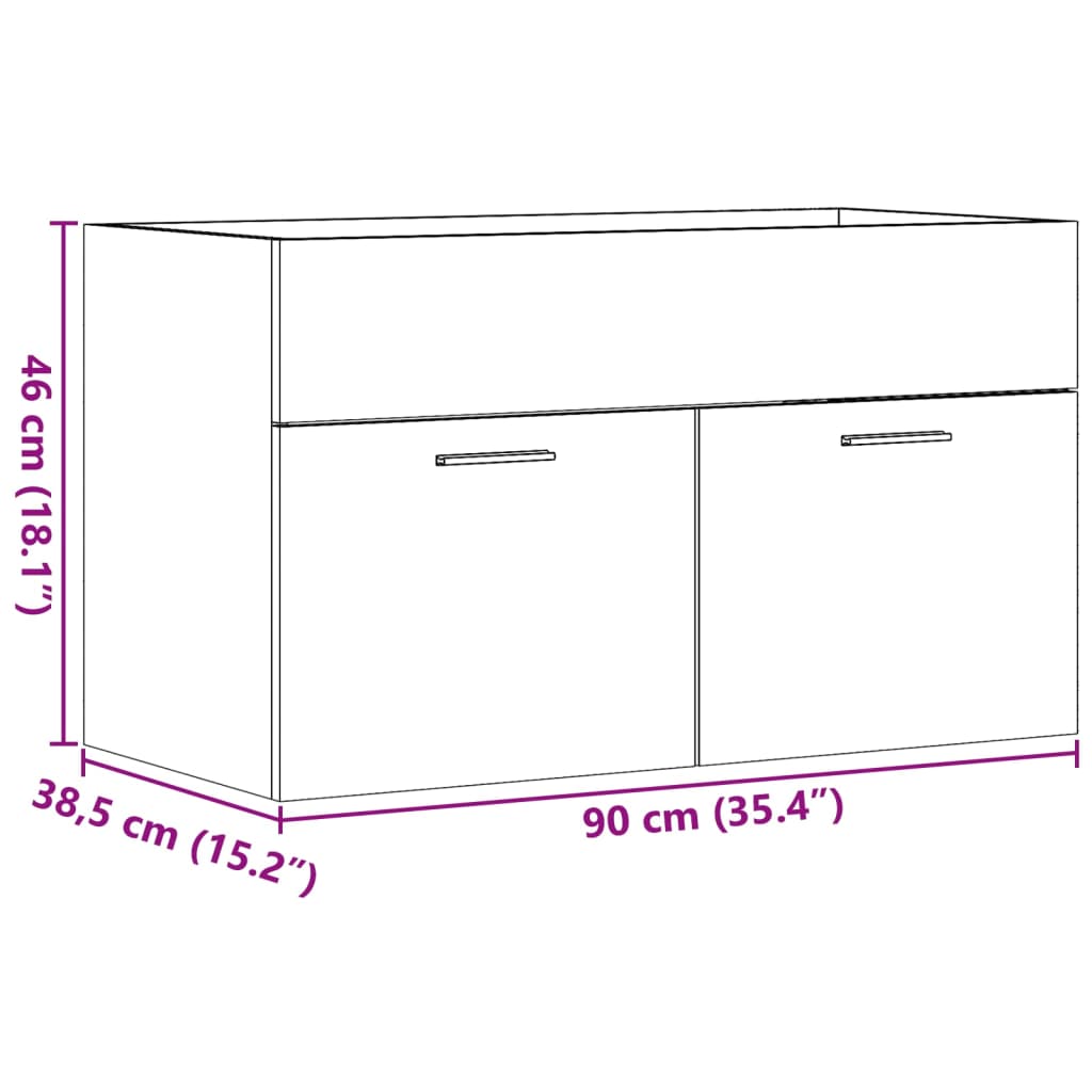 Bathroom Sink Cabinet Concrete Grey 90x38.5x46 cm Engineered Wood