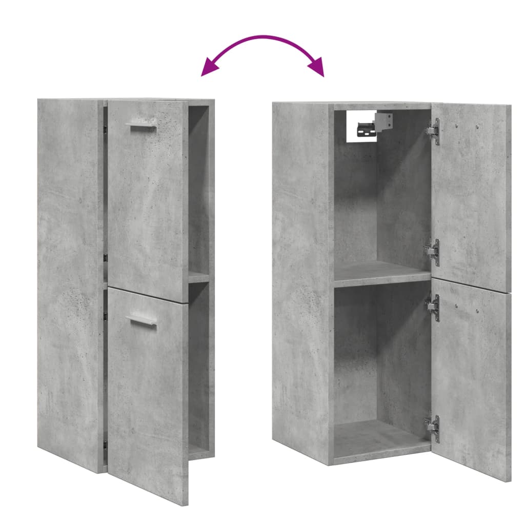 Bathroom Hanging Cabinet Concrete Grey 30x30x80 cm Engineered Wood