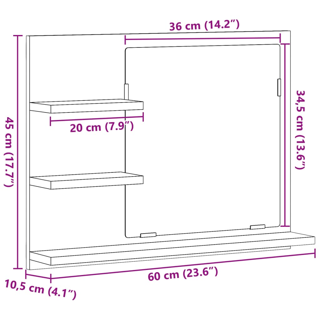 Bathroom Mirror Cabinet Old Wood 60x10.5x45 cm - Bend