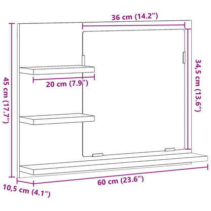 Bathroom Mirror Cabinet Old Wood 60x10.5x45 cm - Bend