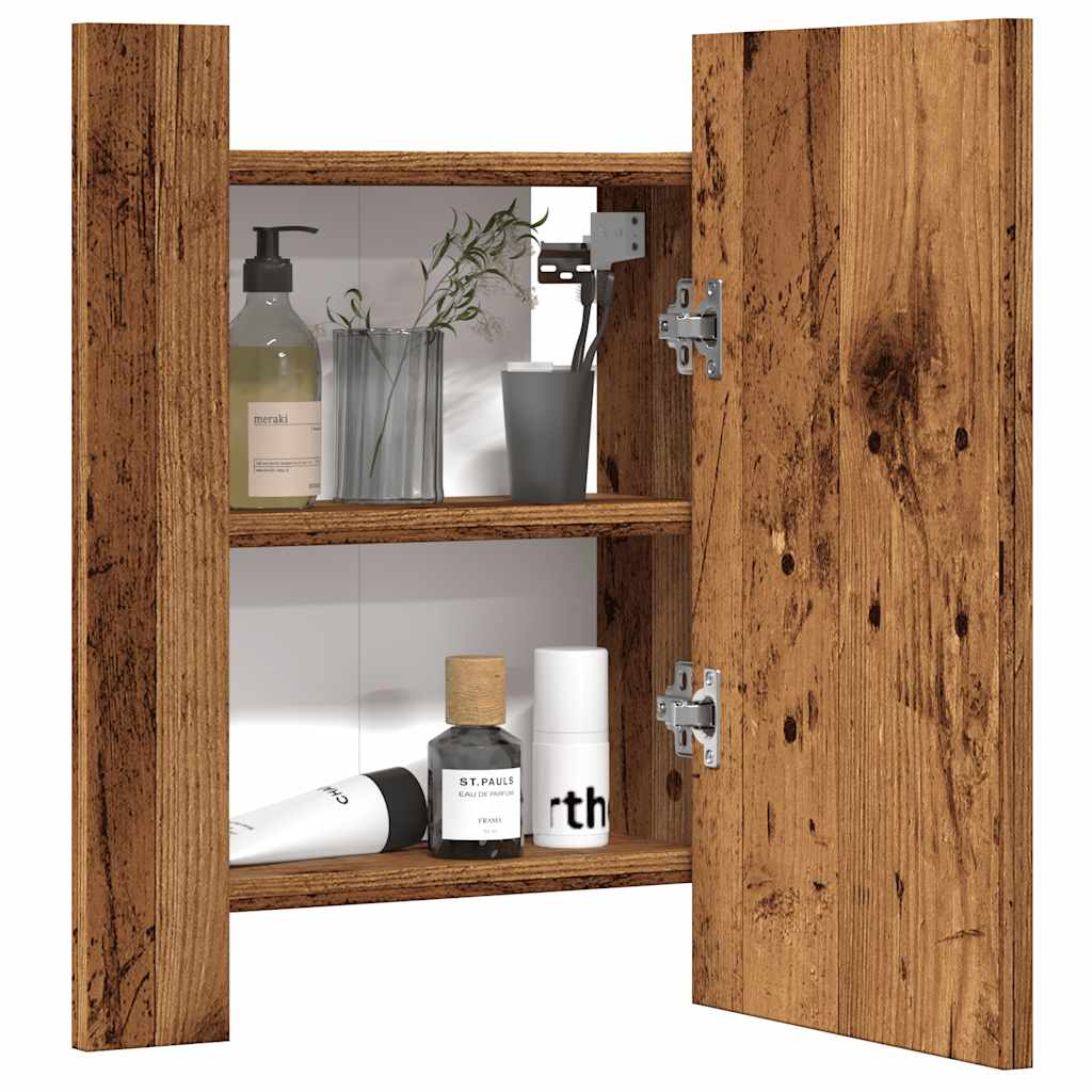 LED Bathroom Mirror Cabinet Old Wood 40x12x45 cm Engineered Wood - Bend