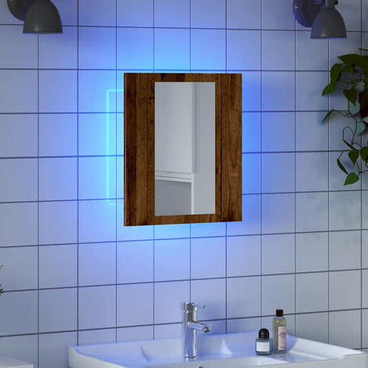 LED Bathroom Mirror Cabinet Old Wood 40x12x45 cm Engineered Wood - Bend